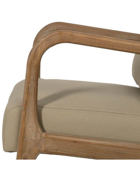 Fauteuil moderne en Tissu Beige Bois d'hévéa Naturel Albarracin - 8