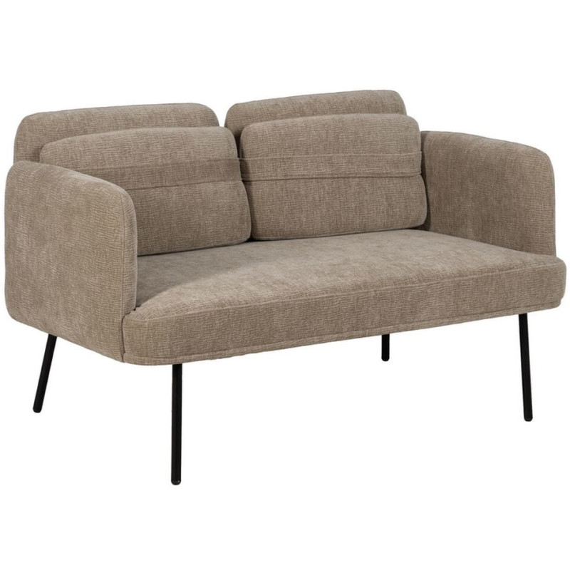 Canapé moderne chic Droit 2 places en Tissu Beige Métal Noir Orio - 1