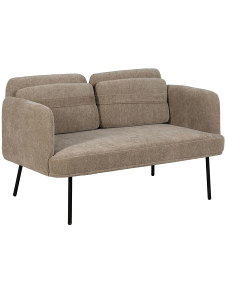 Canapé moderne chic Droit 2 places en Tissu Beige Métal Noir Orio - 1