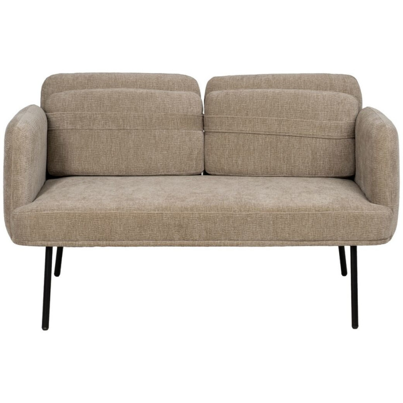 Canapé moderne chic Droit 2 places en Tissu Beige Métal Noir Orio - 3