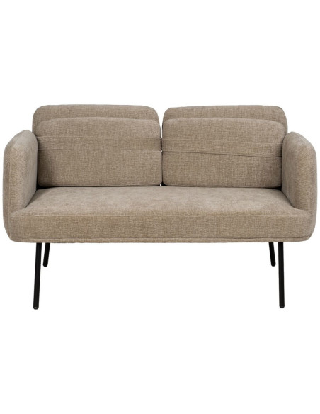 Canapé moderne chic Droit 2 places en Tissu Beige Métal Noir Orio - 3