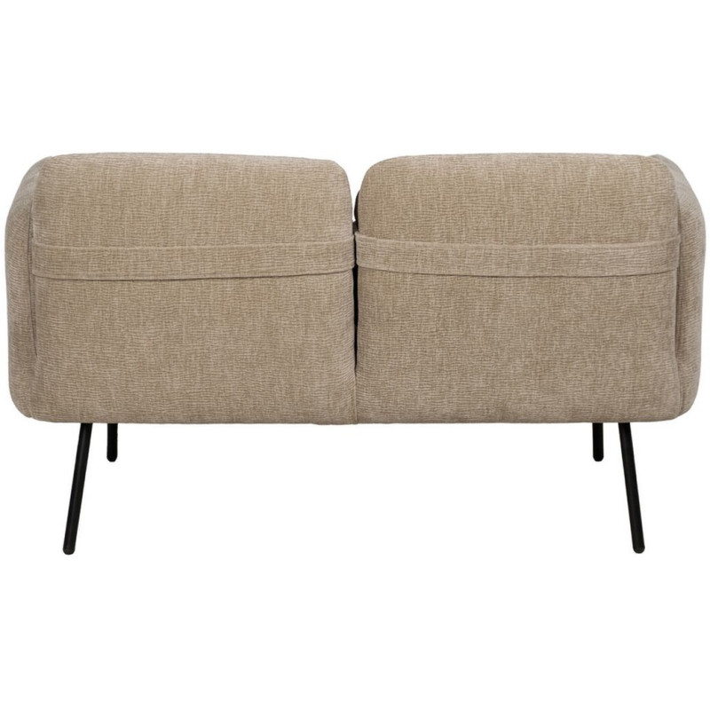Canapé moderne chic Droit 2 places en Tissu Beige Métal Noir Orio - 4