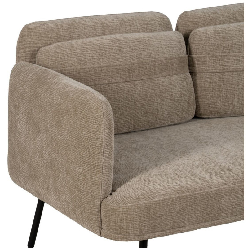 Canapé moderne chic Droit 2 places en Tissu Beige Métal Noir Orio - 5
