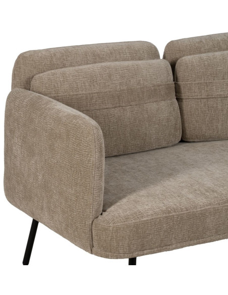 Canapé moderne chic Droit 2 places en Tissu Beige Métal Noir Orio - 5