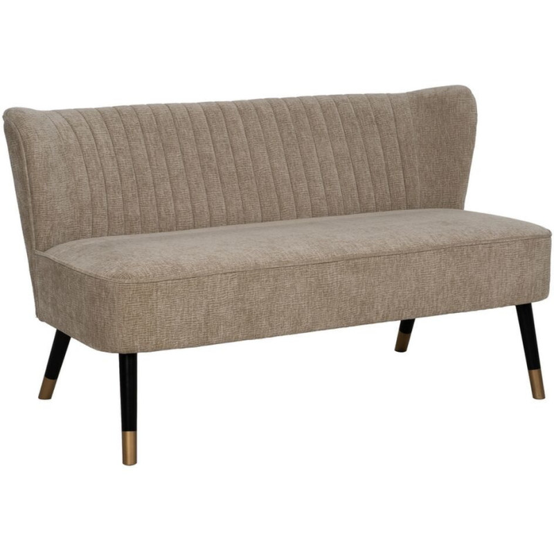 Canapé moderne chic Droit 2 places en Tissu Beige Bois Noir Doré Ezcaray - 1