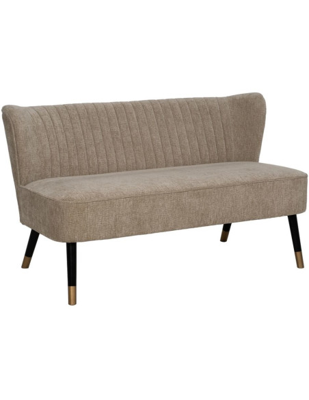 Canapé moderne chic Droit 2 places en Tissu Beige Bois Noir Doré Ezcaray - 1