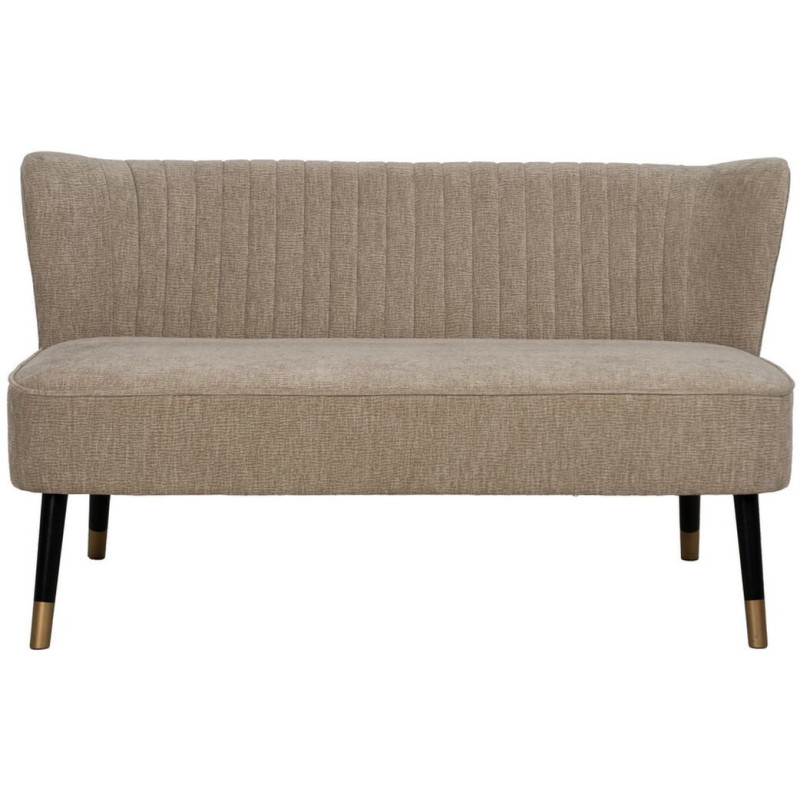 Canapé moderne chic Droit 2 places en Tissu Beige Bois Noir Doré Ezcaray - 3