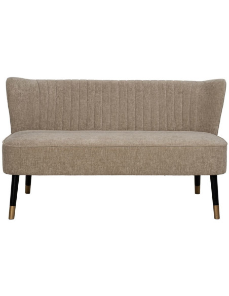 Canapé moderne chic Droit 2 places en Tissu Beige Bois Noir Doré Ezcaray - 3