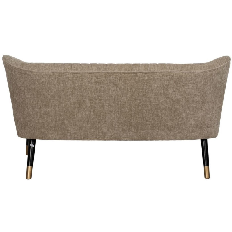 Canapé moderne chic Droit 2 places en Tissu Beige Bois Noir Doré Ezcaray - 4