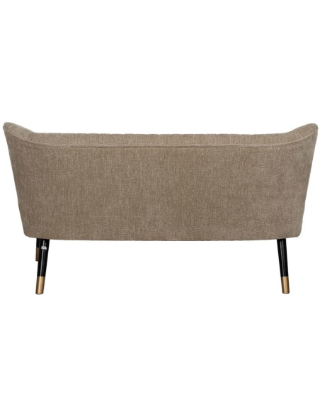 Canapé moderne chic Droit 2 places en Tissu Beige Bois Noir Doré Ezcaray - 4