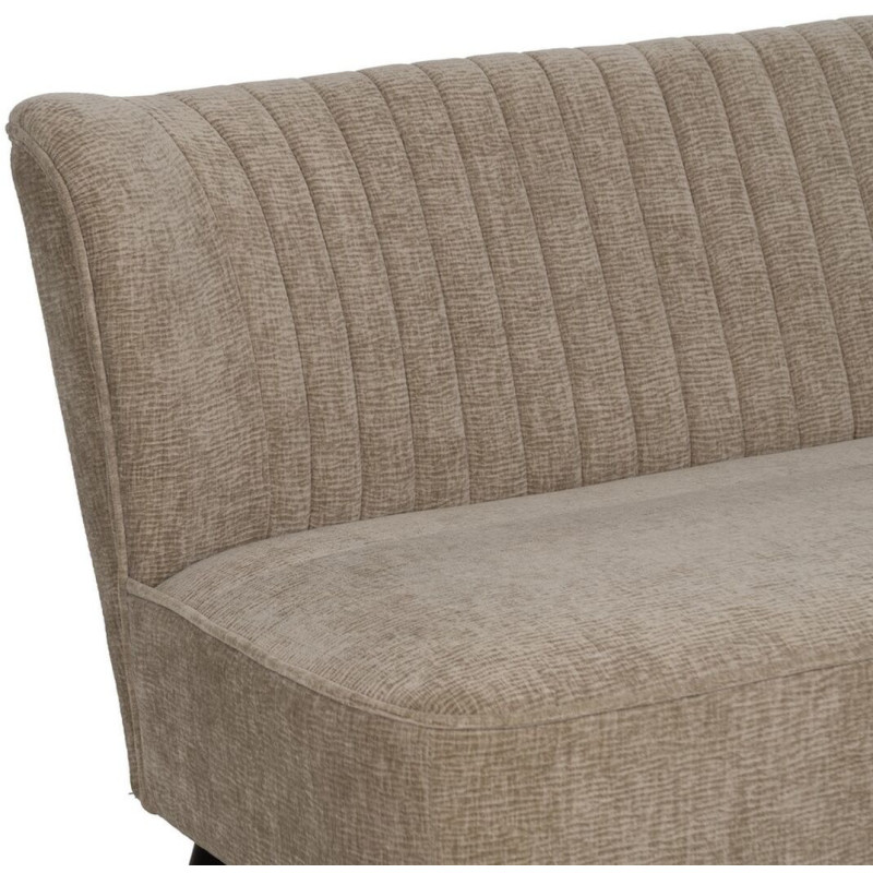 Canapé moderne chic Droit 2 places en Tissu Beige Bois Noir Doré Ezcaray - 5