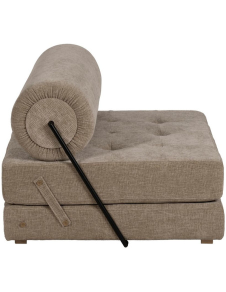Fauteuil Chauffeuse moderne 1 place en Tissu Beige Bois Estepa - 5