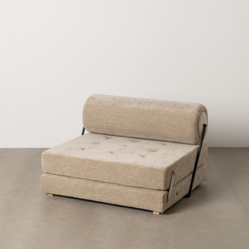 Fauteuil Chauffeuse moderne 1 place en Tissu Beige Bois Estepa - 10