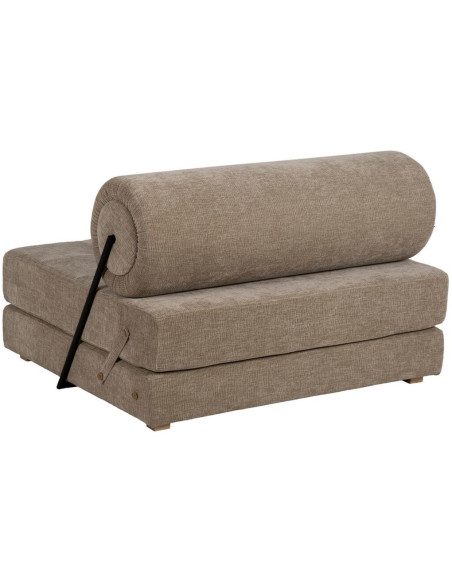 Fauteuil Chauffeuse moderne 1 place en Tissu Beige Bois Estepa - 6