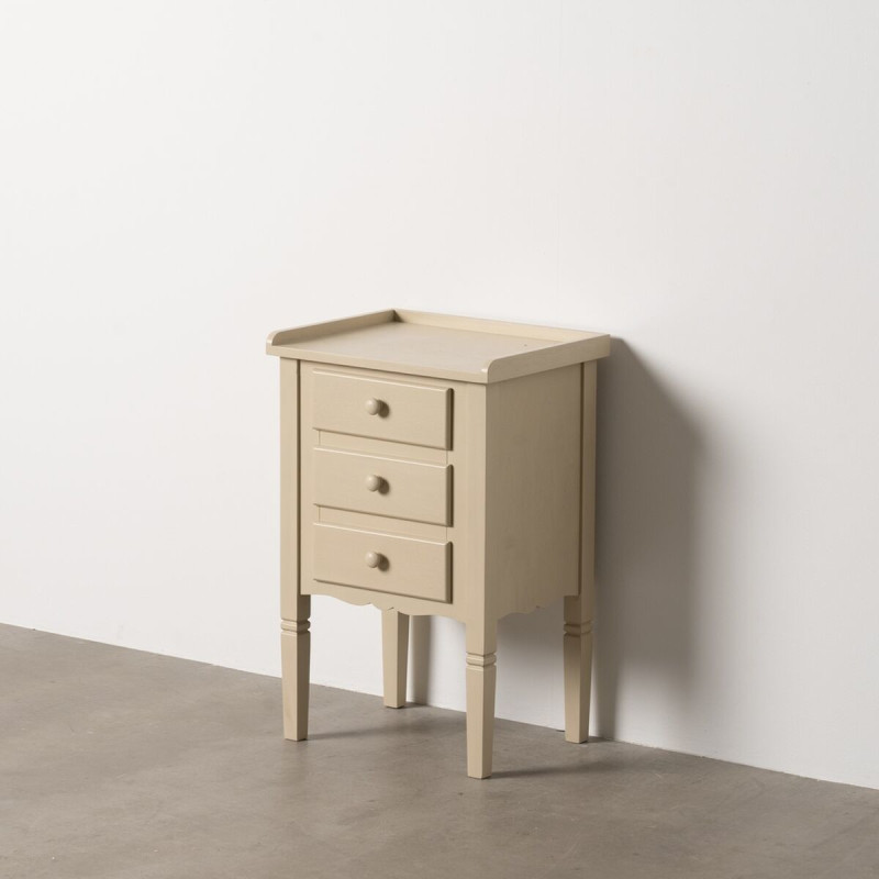 Chevet moderne 3 tiroirs en Bois MDF Blanc crème Ronda - 5