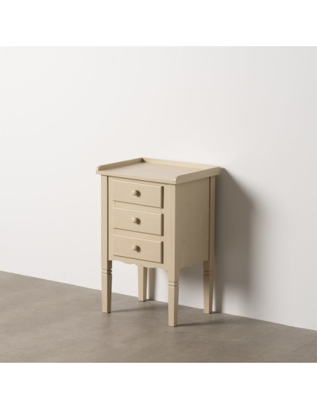 Chevet moderne 3 tiroirs en Bois MDF Blanc crème Ronda - 5