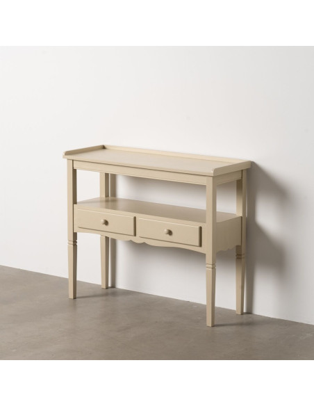 Console moderne Rectangulaire 2 tiroirs 1 étagère en Bois MDF Blanc crème Ronda - 8