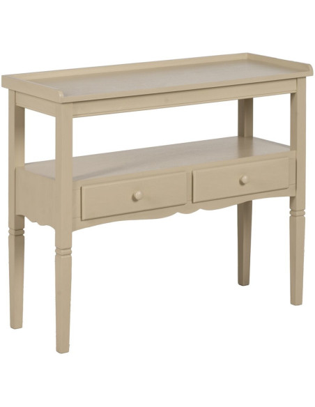 Console moderne Rectangulaire 2 tiroirs 1 étagère en Bois MDF Blanc crème Ronda - 1