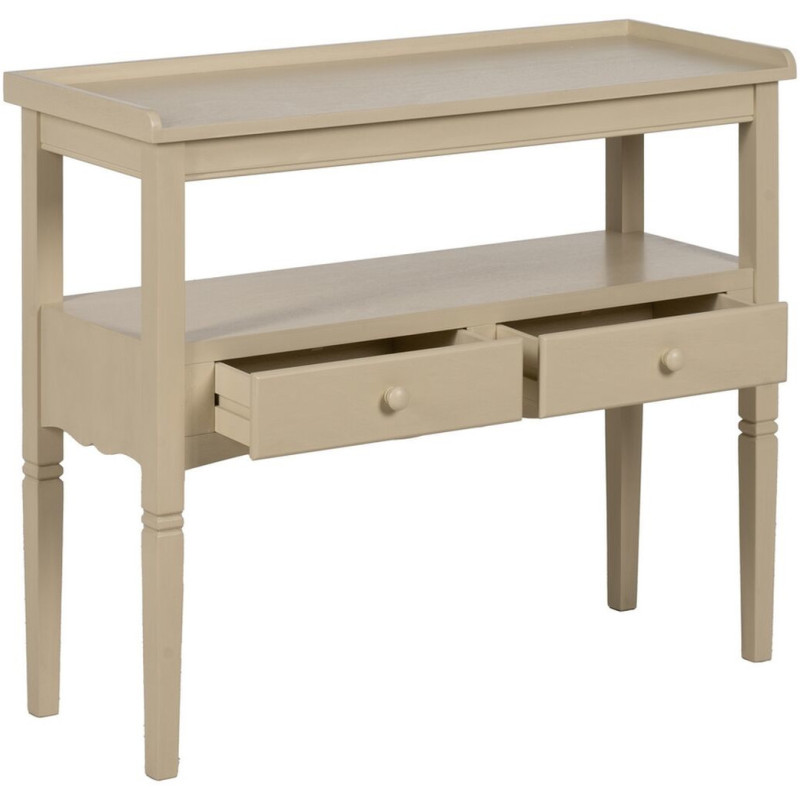 Console moderne Rectangulaire 2 tiroirs 1 étagère en Bois MDF Blanc crème Ronda - 2