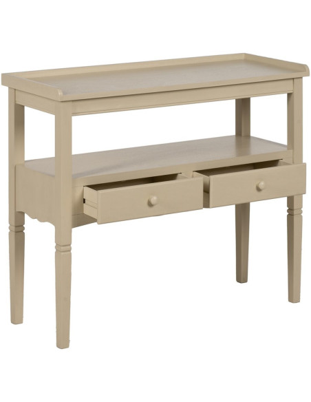 Console moderne Rectangulaire 2 tiroirs 1 étagère en Bois MDF Blanc crème Ronda - 2
