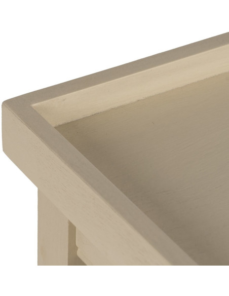 Console moderne Rectangulaire 2 tiroirs 1 étagère en Bois MDF Blanc crème Ronda - 3