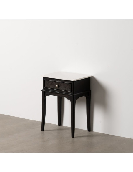 Petit Chevet moderne 1 tiroir en Bois MDF Noir Marbre Blanc Mods - 8