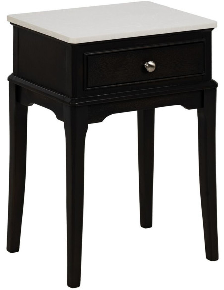 Petit Chevet moderne 1 tiroir en Bois MDF Noir Marbre Blanc Mods - 1