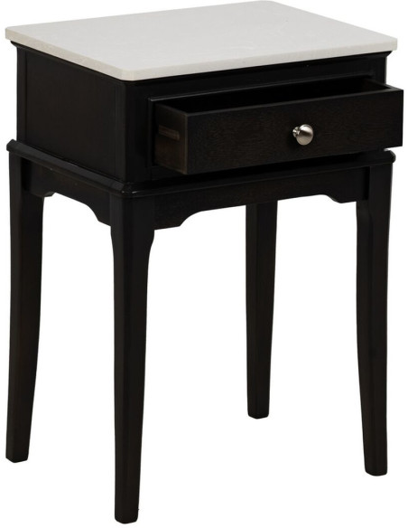 Petit Chevet moderne 1 tiroir en Bois MDF Noir Marbre Blanc Mods - 2