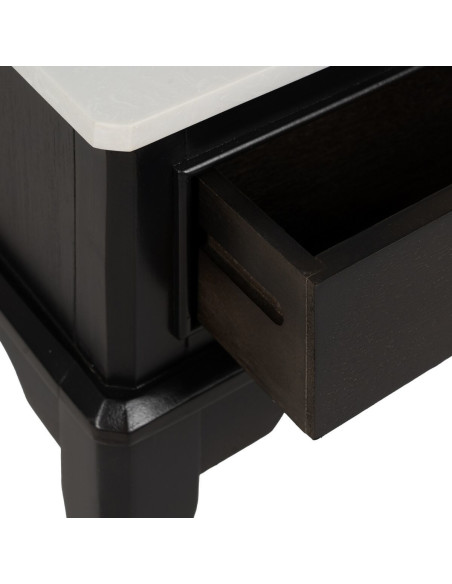 Petit Chevet moderne 1 tiroir en Bois MDF Noir Marbre Blanc Mods - 4