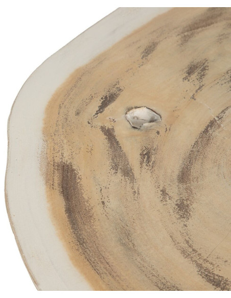 Grande Table basse originale Organique en Bois de suar Blanc crème Naturel Lugo - 3