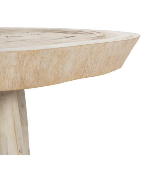 Grande Table basse originale Organique en Bois de suar Blanc crème Naturel Lugo - 5