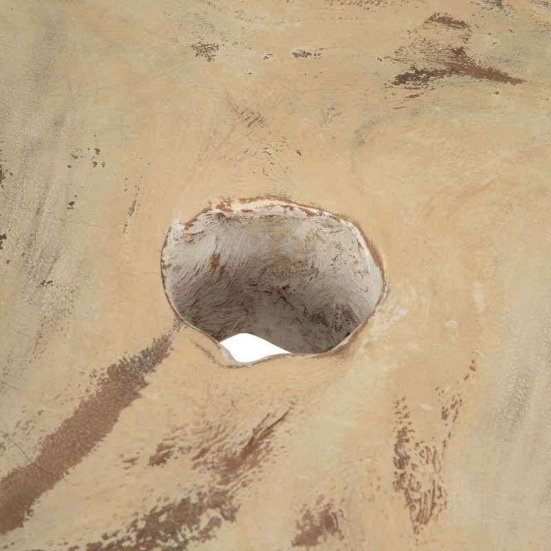 Grande Table basse originale Organique en Bois de suar Blanc crème Naturel Lugo - 6