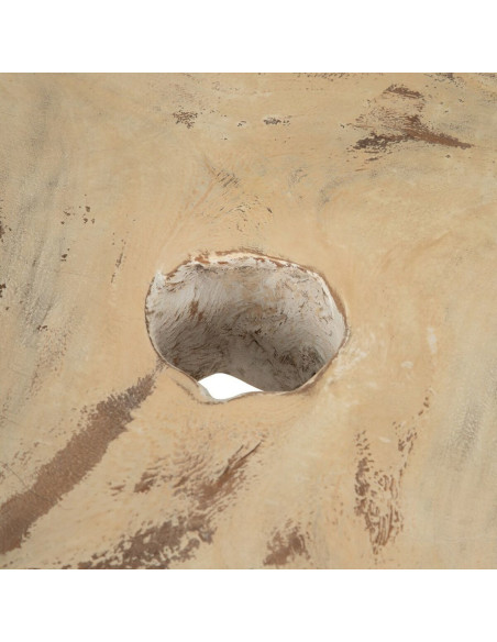 Grande Table basse originale Organique en Bois de suar Blanc crème Naturel Lugo - 6