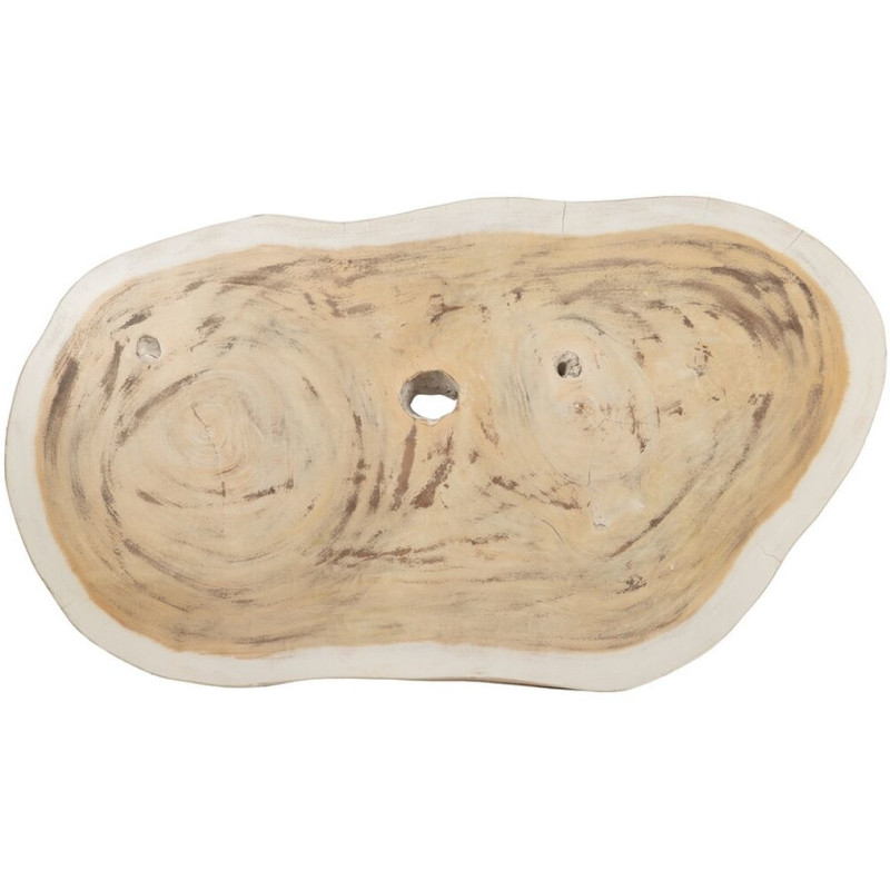 Grande Table basse originale Organique en Bois de suar Blanc crème Naturel Lugo - 2