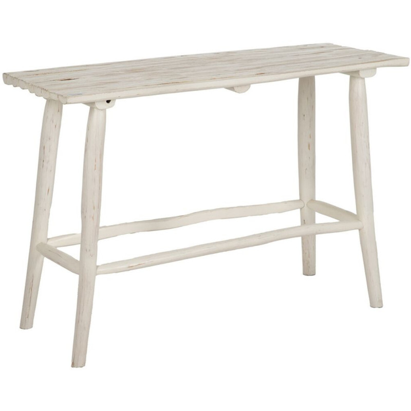 Console Bord de mer Rectangulaire en Bois de teck Blanc crème Arcos - 1