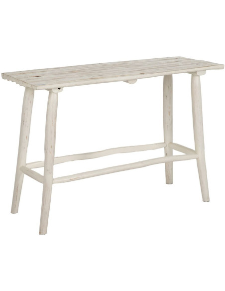 Console Bord de mer Rectangulaire en Bois de teck Blanc crème Arcos - 1