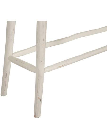 Console Bord de mer Rectangulaire en Bois de teck Blanc crème Arcos - 6