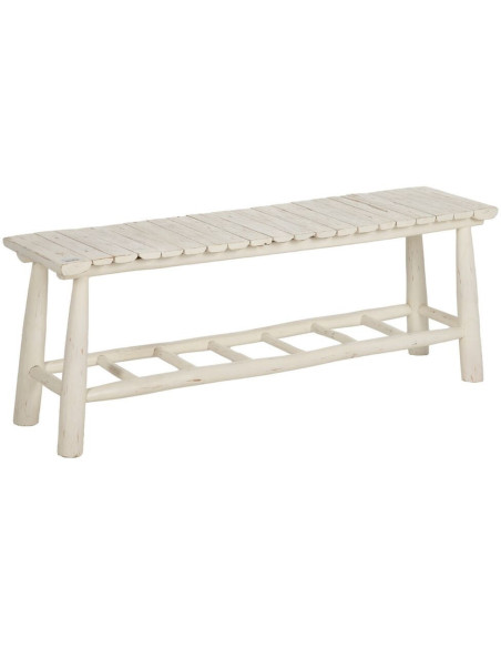 Banc bord de mer 2 places en Bois de teck Blanc crème Arcos - 1