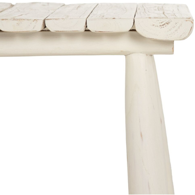 Banc bord de mer 2 places en Bois de teck Blanc crème Arcos - 4