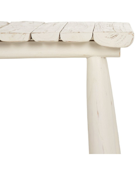 Banc bord de mer 2 places en Bois de teck Blanc crème Arcos - 4