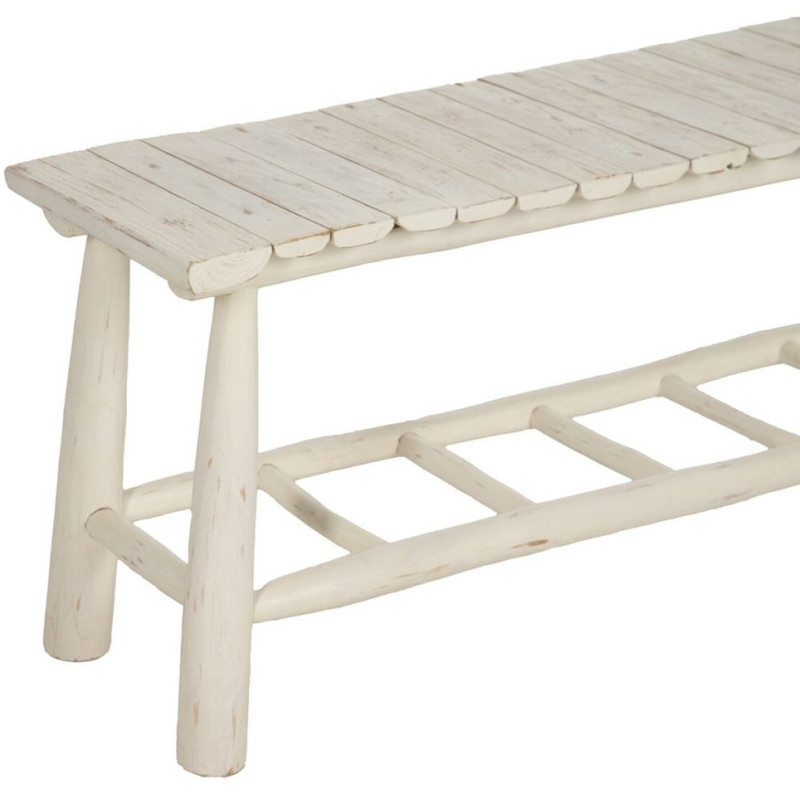 Banc bord de mer 2 places en Bois de teck Blanc crème Arcos - 5