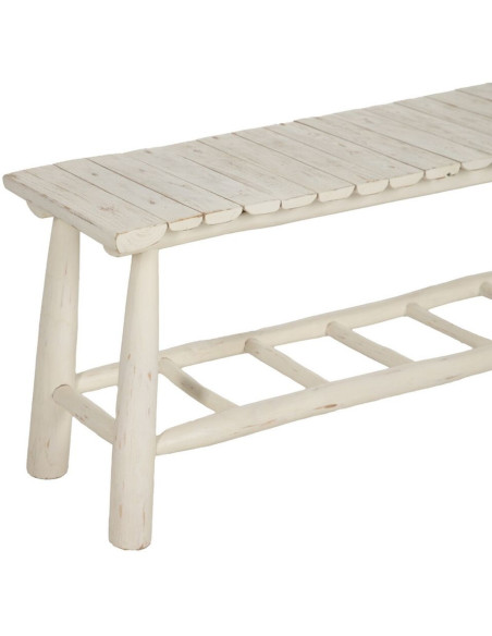 Banc bord de mer 2 places en Bois de teck Blanc crème Arcos - 5