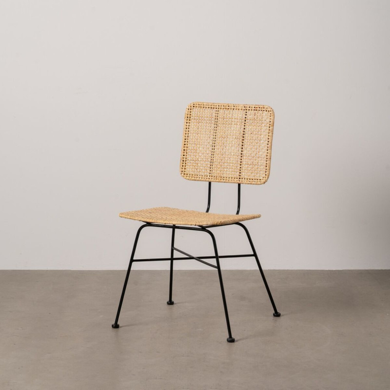 Chaise moderne en Rotin Naturel Cannage Métal Noir Olite - 8