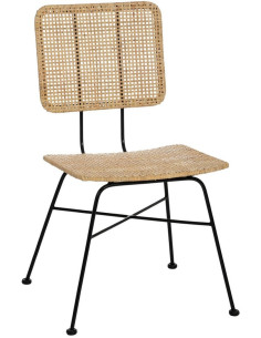 Chaise moderne en Rotin Naturel Cannage Métal Noir Olite - 1