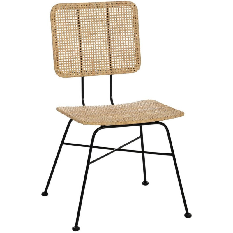 Chaise moderne en Rotin Naturel Cannage Métal Noir Olite - 1