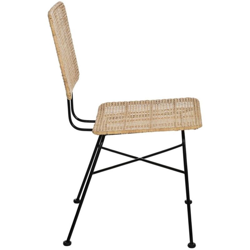 Chaise moderne en Rotin Naturel Cannage Métal Noir Olite - 2