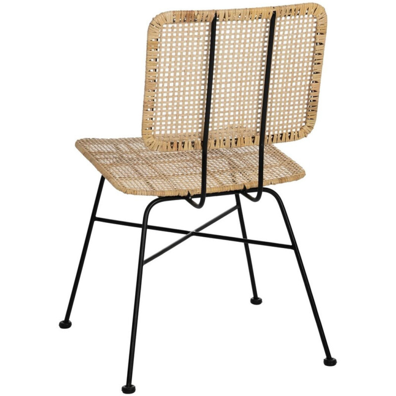 Chaise moderne en Rotin Naturel Cannage Métal Noir Olite - 3