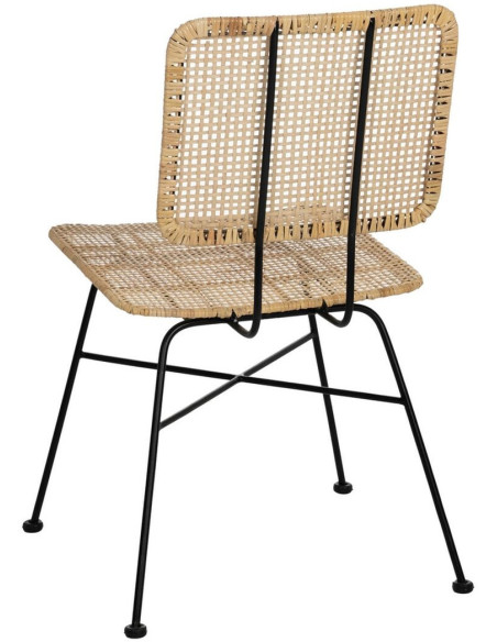 Chaise moderne en Rotin Naturel Cannage Métal Noir Olite - 3