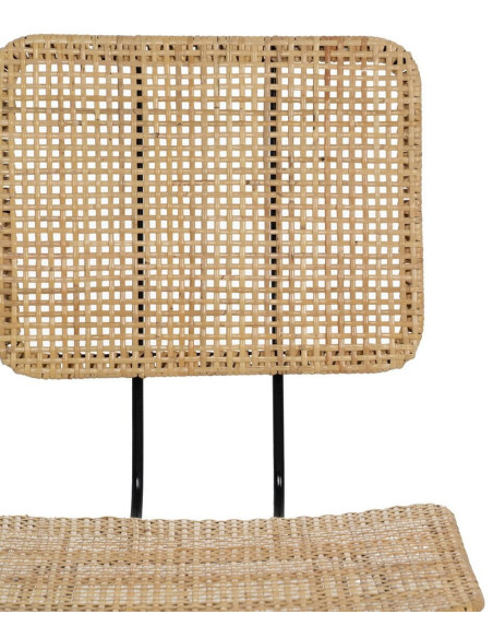 Chaise moderne en Rotin Naturel Cannage Métal Noir Olite - 4