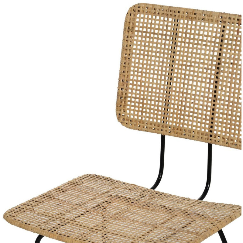 Chaise moderne en Rotin Naturel Cannage Métal Noir Olite - 5